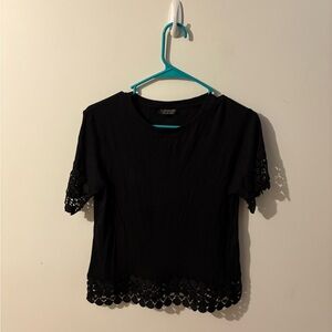 Topshop Black Lace Trim Women's Top Size 6